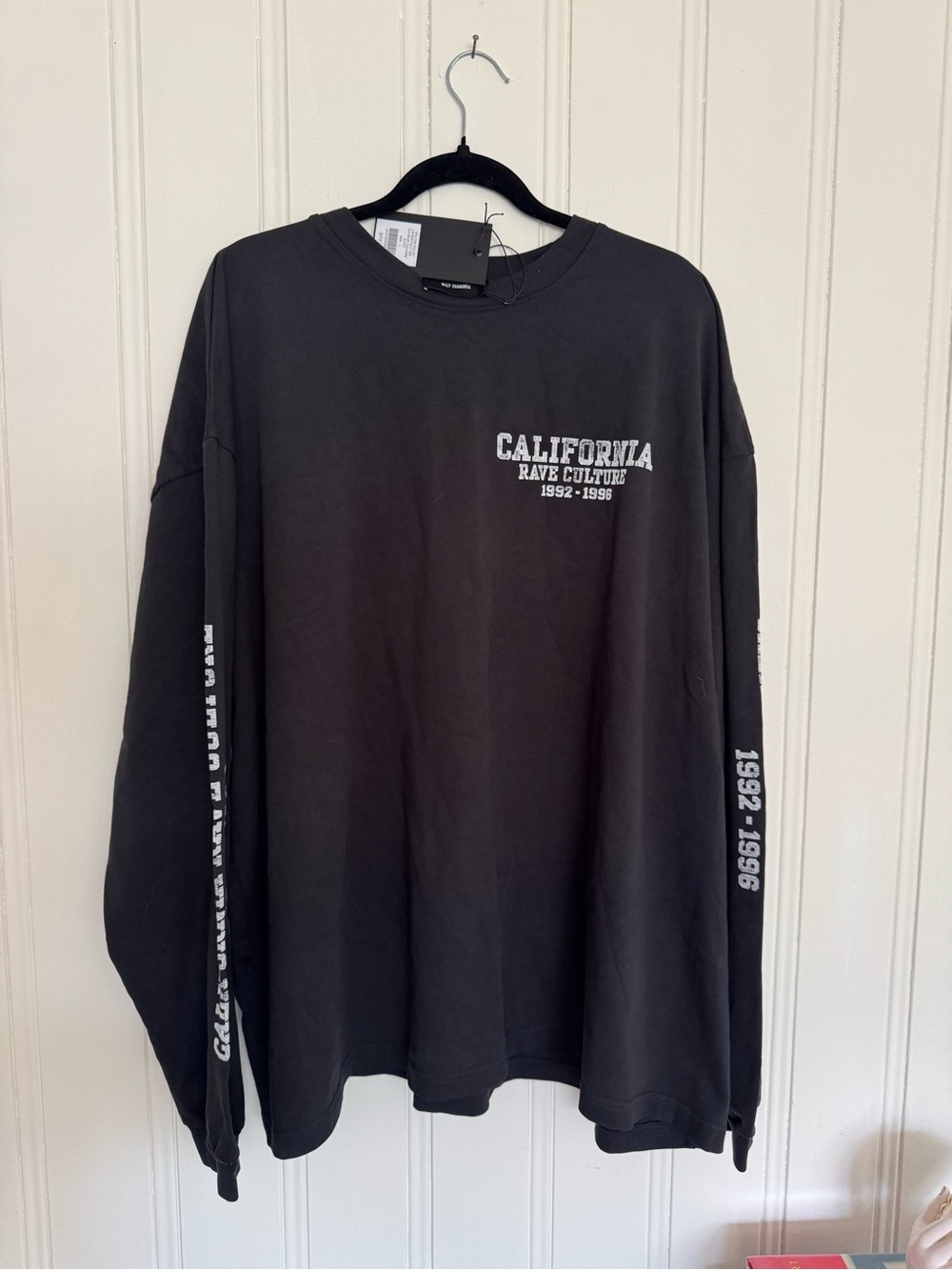 Willy Chavarria California Rave Culture Black Long-Sleeve Graphic Tee
